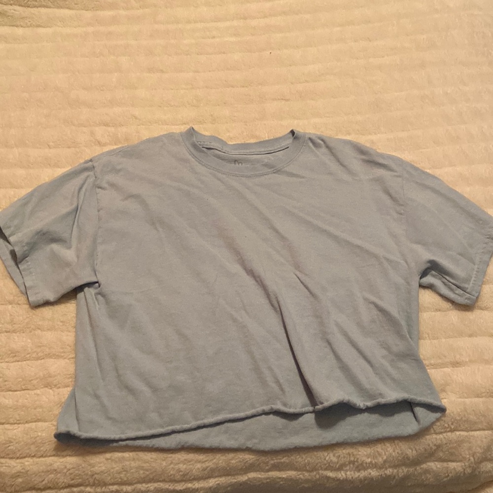 light blue crop top